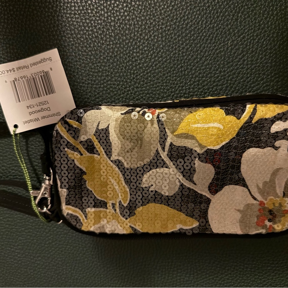Vera Bradley Black and Yellow Floral Wristlet
